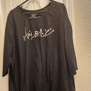 Catherine's Amore Pink Black Heart Pajamas 2x 22